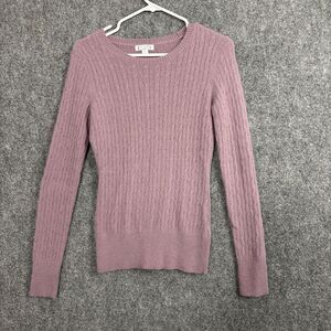 Aphorism Anthro Sweater Womens Size M Purple Cable Knit Angora Blend Y2k Preppy